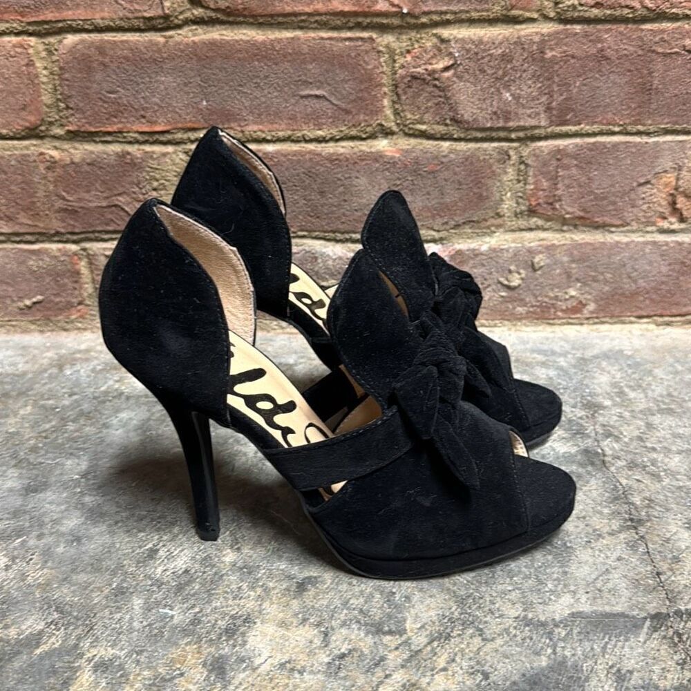 Wild Rose Black Faux Suede Peep Toe Heel Size 7.5 NEW